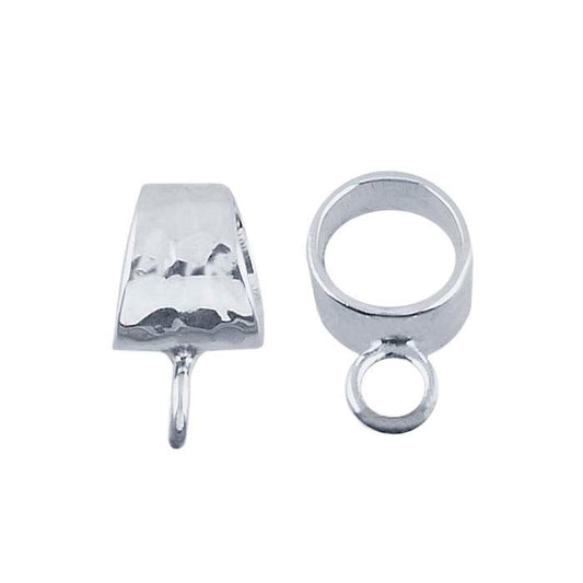 Sterling Silver Hammered Tube Pendant Bail with Ring