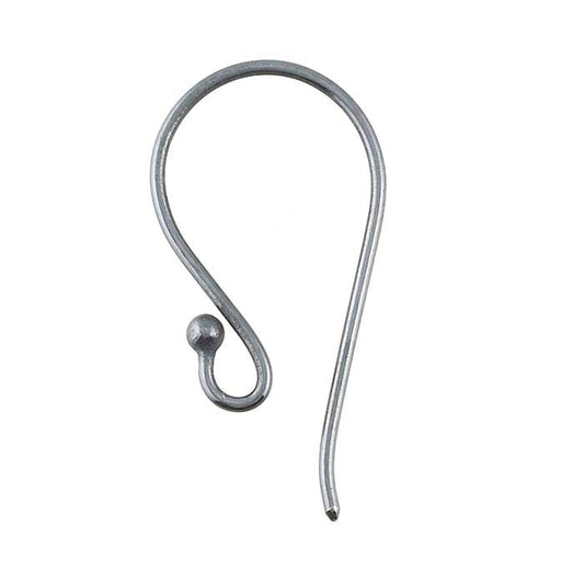 Sterling Silver Oxidized Ear Wire with Loop and Ball End