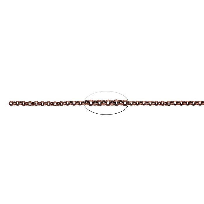 Steel Antique Copper-Finish Rolo Chain, 6.1 m. Spool