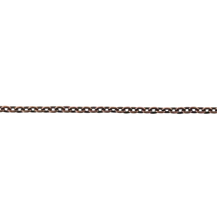 Steel Antique Copper-Finish Patterned Flat Oval Cable Chain, 6.1 m. Spool