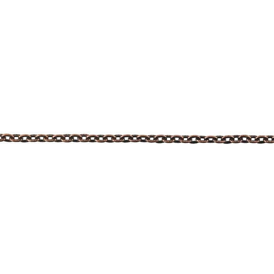 Steel Antique Copper-Finish Patterned Flat Oval Cable Chain, 6.1 m. Spool
