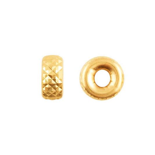 14K Yellow Gold Roundel Pyramid-Cut Bead