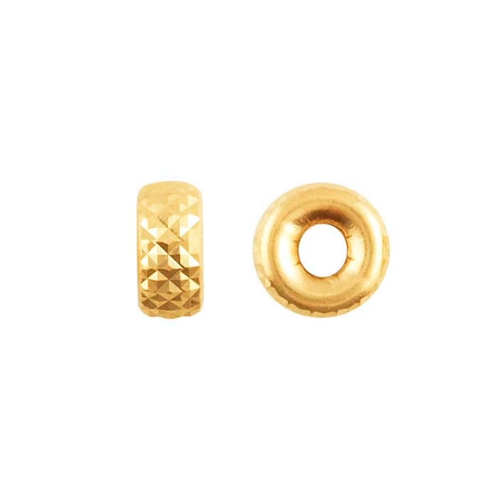 14K Yellow Gold Roundel Pyramid-Cut Bead