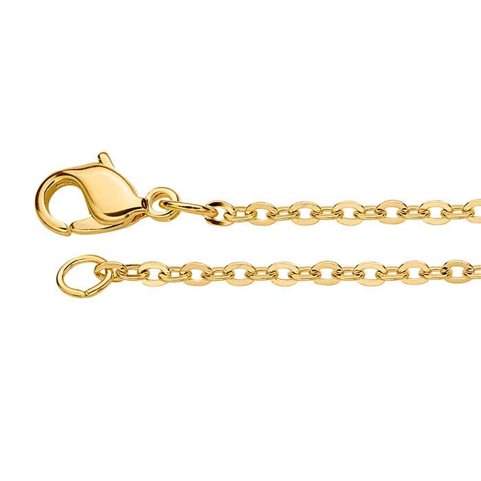 Brass Yellow Gold-Plated Flat Oval Cable Chain