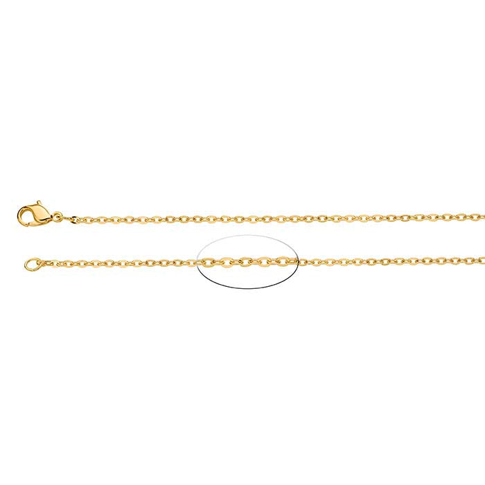 Brass Yellow Gold-Plated Flat Oval Cable Chain