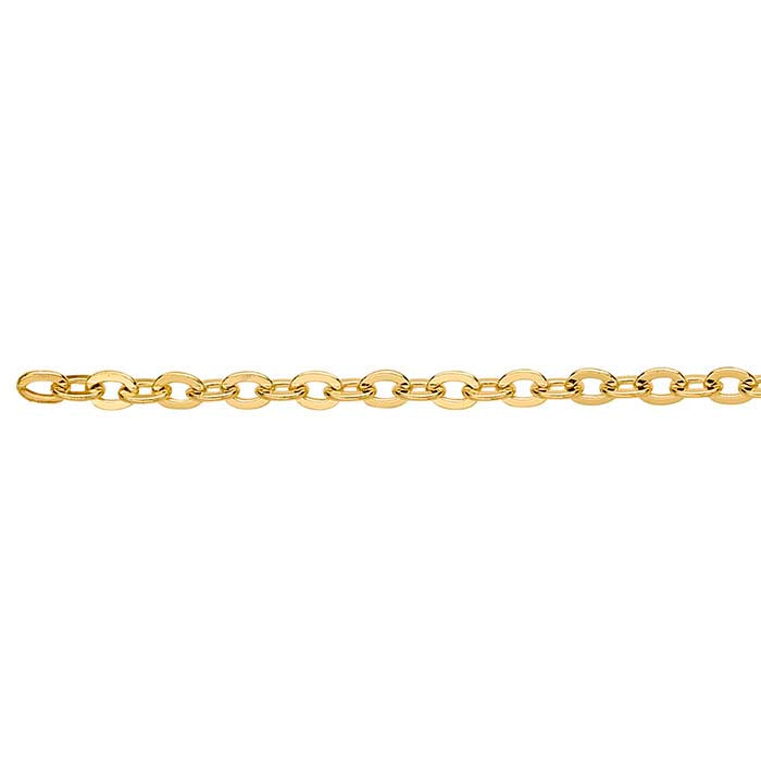 Brass Yellow Gold-Plated Flat Oval Cable Chain