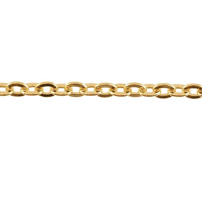 Brass Yellow Gold-Plated Flat Oval Cable Chain
