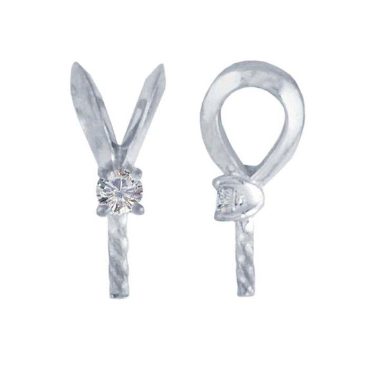 Montagem de Pendente em Ouro Branco 14K com Pérola e Diamantes