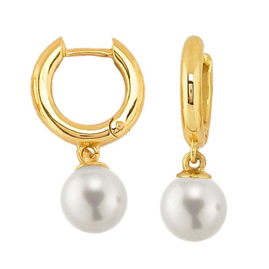 Hoop Earrings with Pearl Mounting Dangle