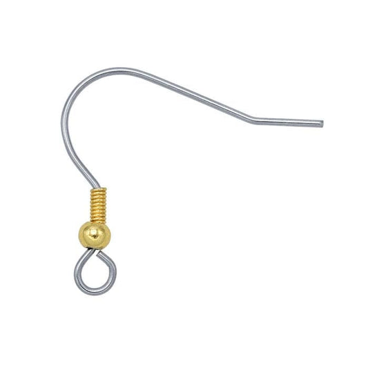 루프가 있는 외과용 스틸 귀걸이 와이어, 금도금 3mm 비드 및 코일