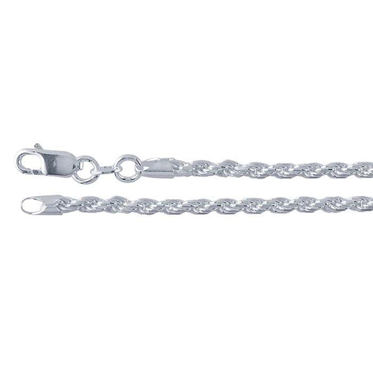 Sterling Silver 2,7 mm diamantkapad fransk repkedja