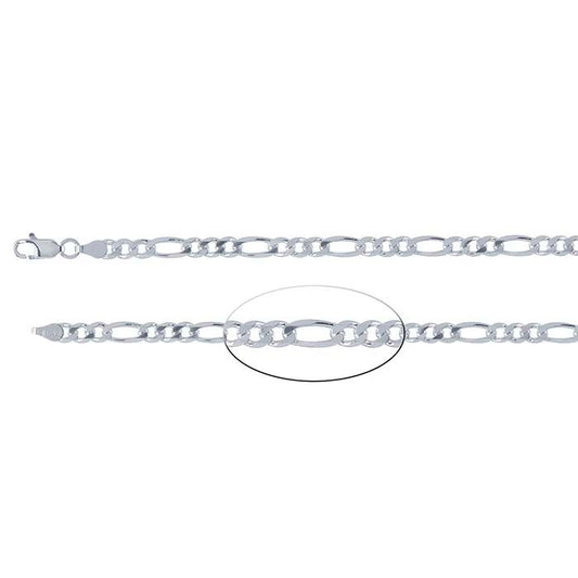 سلسلة فيغارو بقطع ماسي 4.3 مم من الفضة الإسترلينية