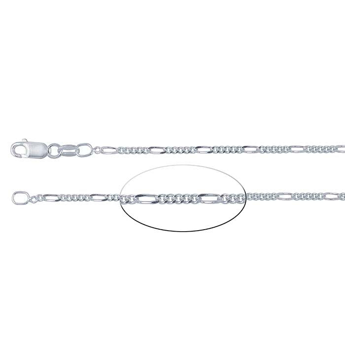 Sterling Silver Diamond-Cut Figaro Chain