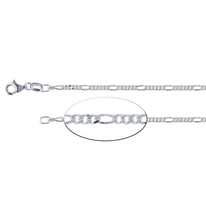 Sterling Silver Diamond-Cut Figaro Chain