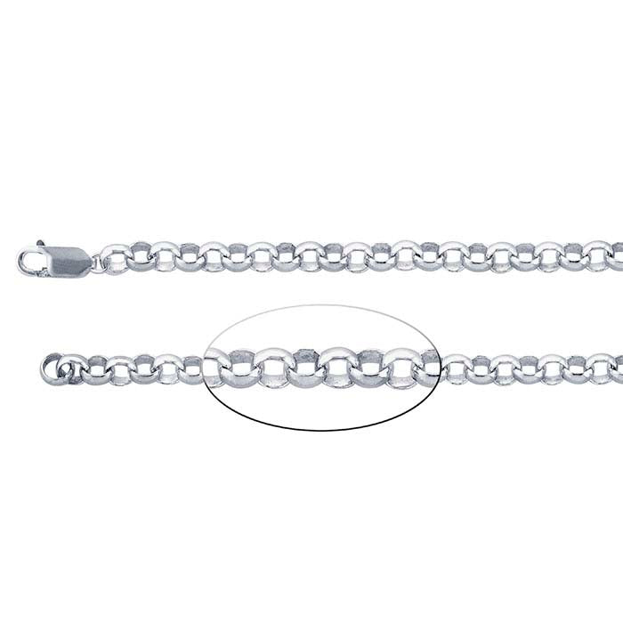 Sterling Silver Round Rolo Chain Bracelet