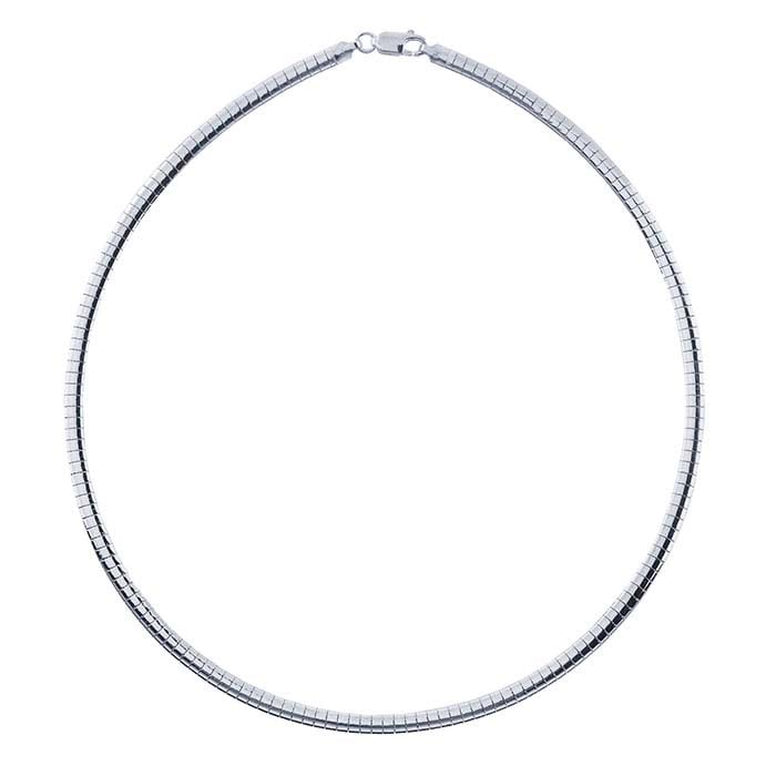Sterling Silver Flat Omega Round Neck Chain