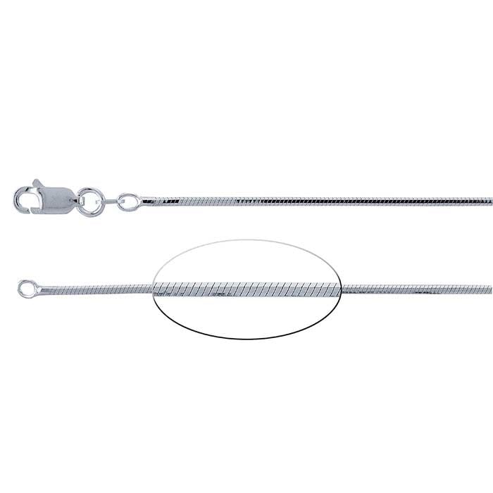 Sterling Silver Rhodium-Plated Eight-Sided Seamed Snake Chain