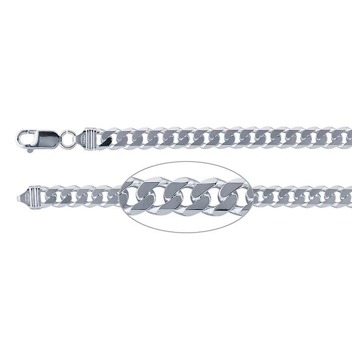 Sterling Silver Beveled Curb Chain Bracelet