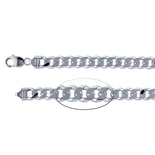 Sterling Silver Beveled Curb Chain Bracelet