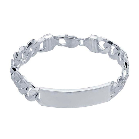 Bracelet d'identification en chaîne gourmette en argent sterling