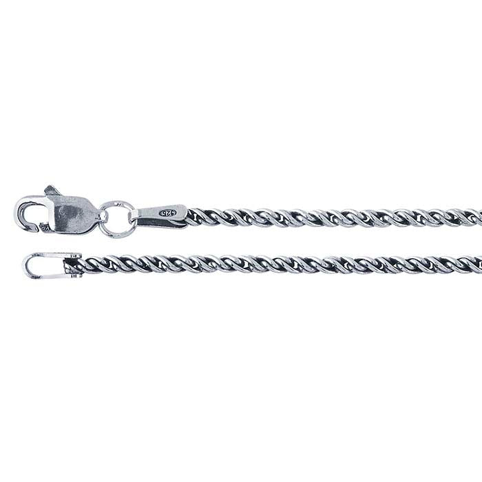 Sterling Silver Oxidized Reverse Rope Chain