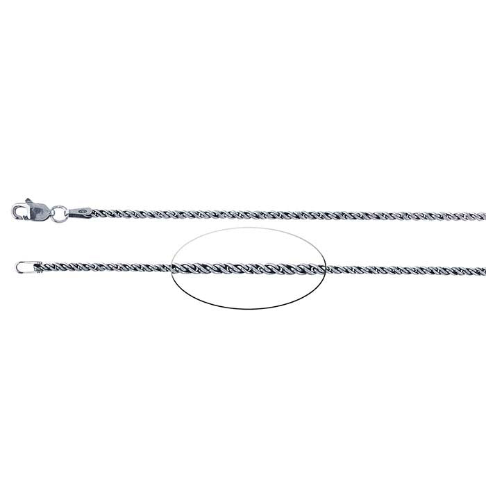 Sterling Silver Oxidized Reverse Rope Chain