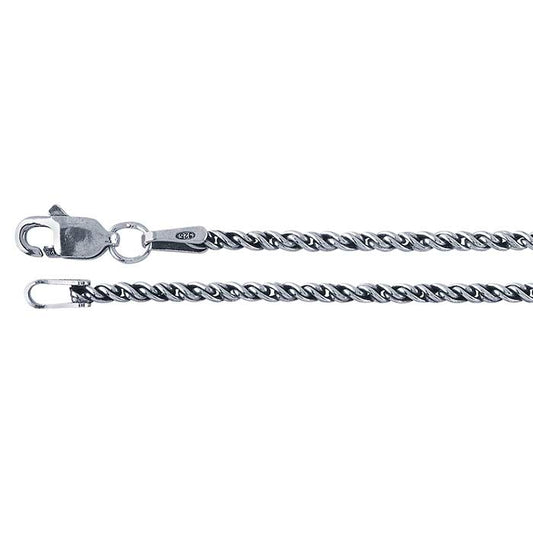 Sterling Silver Oxidized Reverse Rope Chain