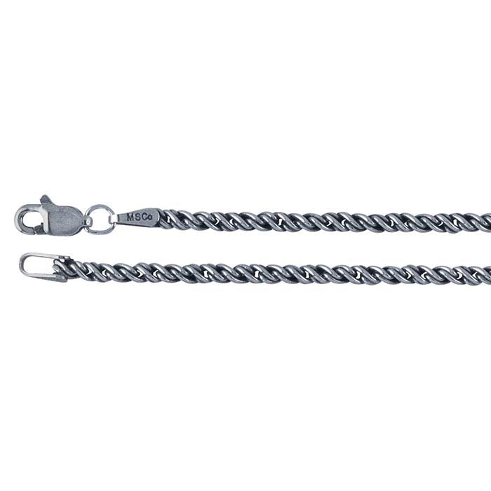 Sterling Silver Oxidized Reverse Rope Chain