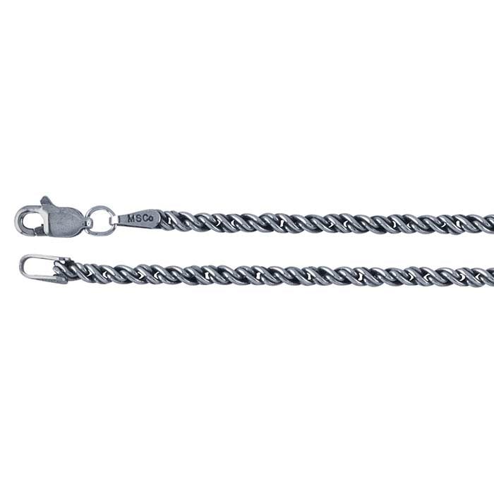 Sterling Silver Oxidized Reverse Rope Chain