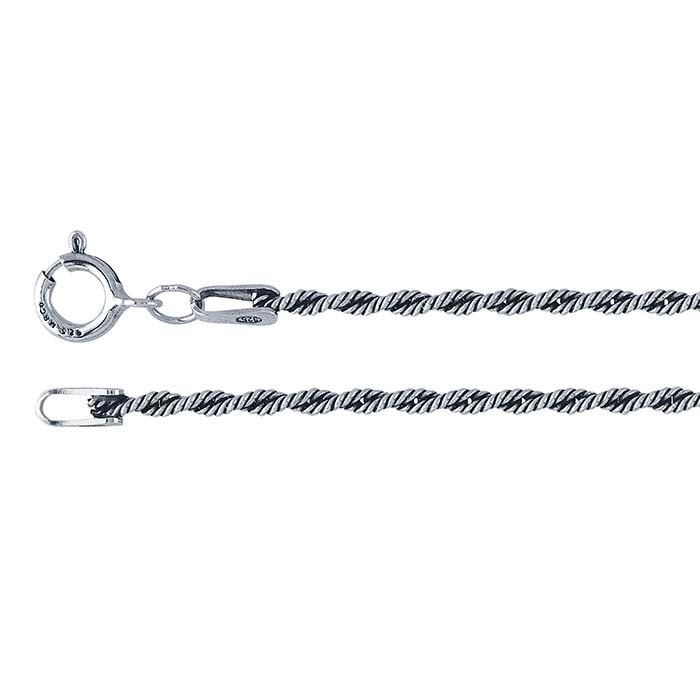 Sterling Silver Oxidized Twist Rope Chain