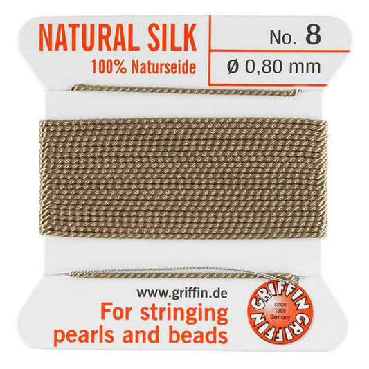 Griffin™ Bead Cord Nº 8 – 0.80 mm | Pack of 5 | Natural Silk, NylonPower, High Performance | Multiple Colors | With Needle