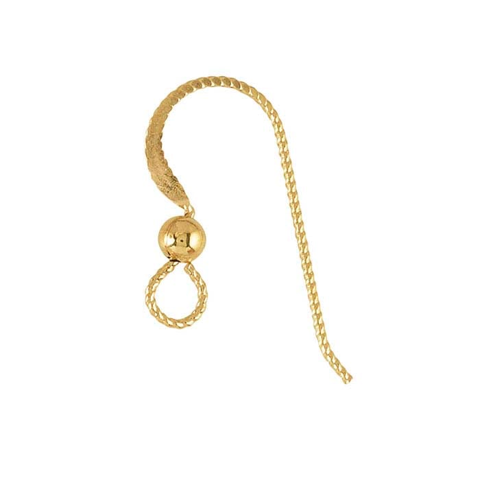 SlipLess™ Hammered Ear Wire with Loop, Bead and Coil