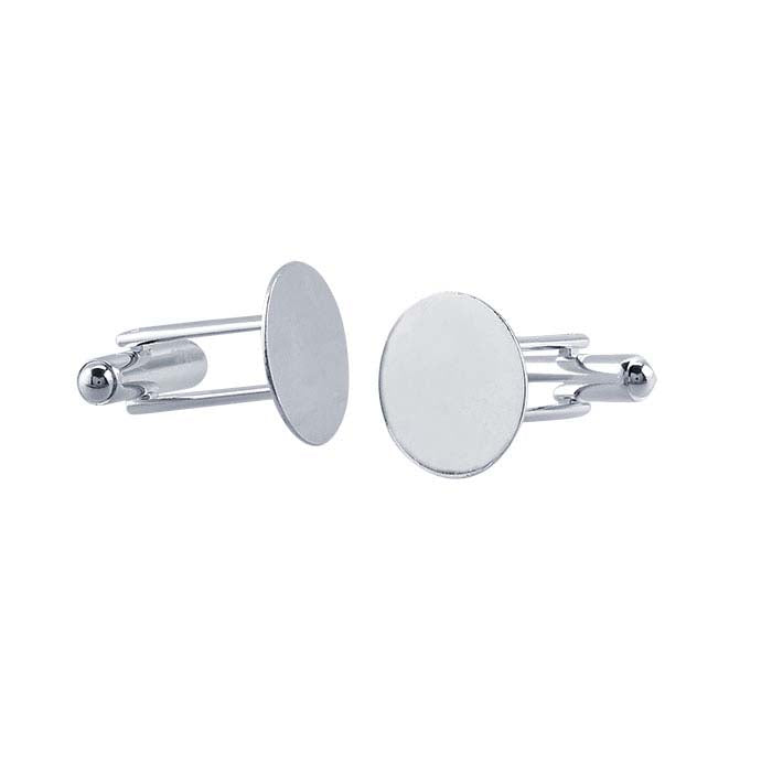 Base Metal Silver-Plated Cuff Links