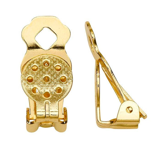 Зажимные серьги из латуни с желтым покрытием и перфорированной подушечкой