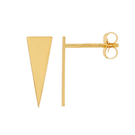 14K Yellow Gold Long Triangle Post Earrings