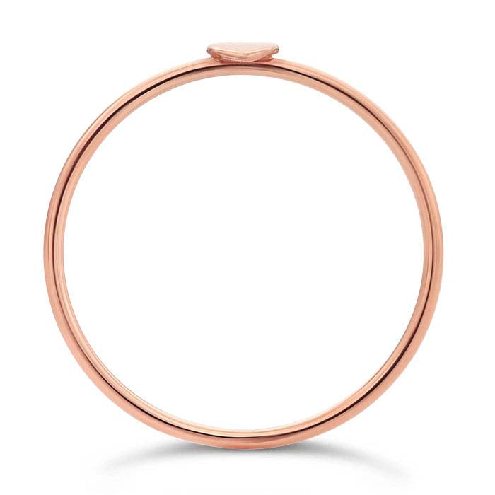 خاتم قابل للتكديس على شكل قلب مطلي بالذهب الوردي عيار 14/20