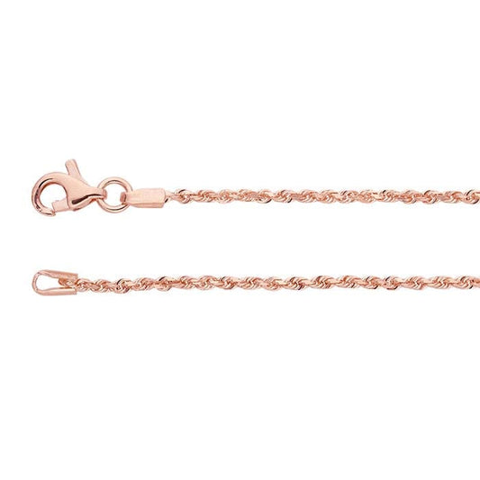 سلسلة حبل فرنسية بقطع ماسي من الذهب الوردي عيار 14 قيراط