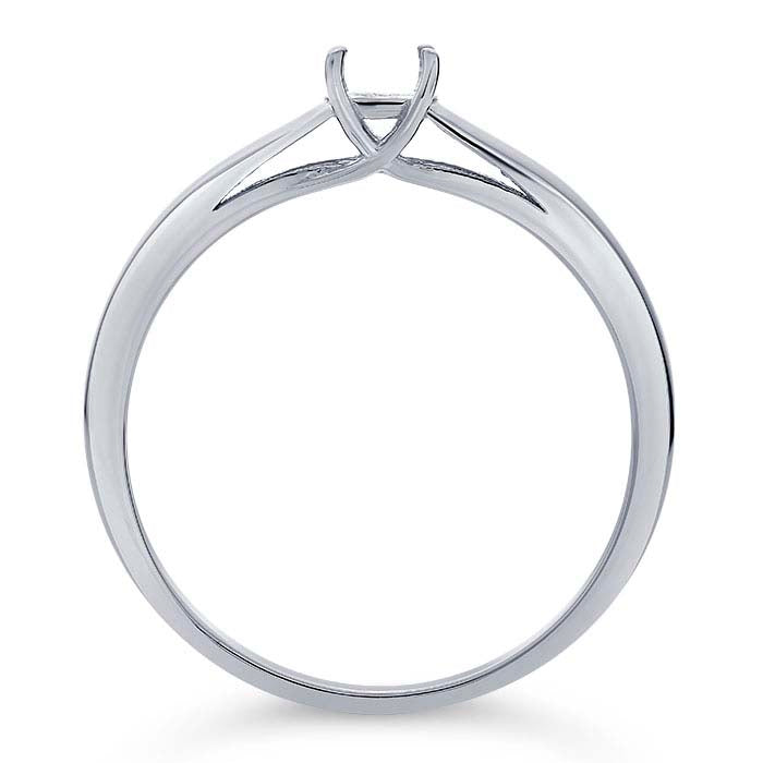 Montura de anillo redonda de 4 mm en oro blanco de 14 quilates con diseño cruzado