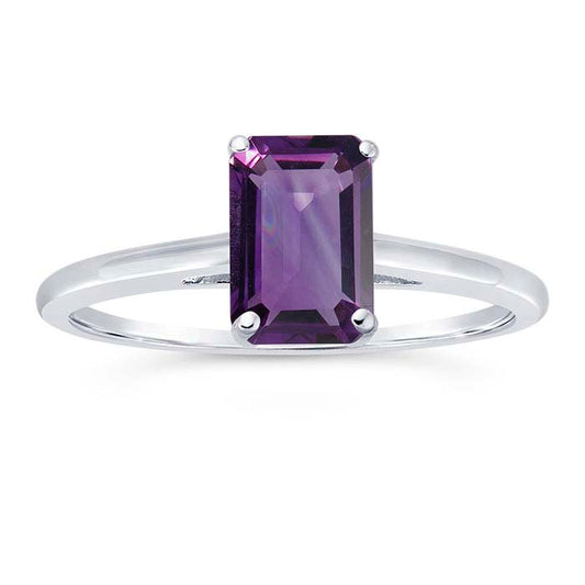 14K Hvidguld 7 x 5mm Smaragdslibning Kurvring Indfatning