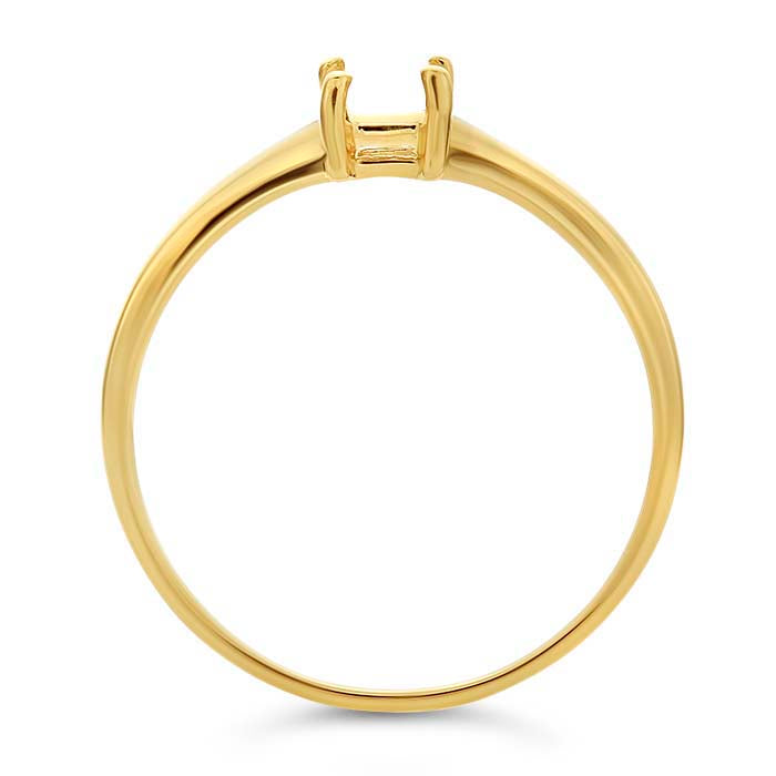 14 Karat Gelbgold, 6 x 4 mm, Smaragdschliff, Korbringfassung