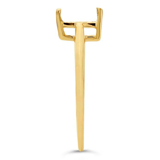 14K Gult Guld 7 x 5mm Smaragdslibning Kurv Ringmontering