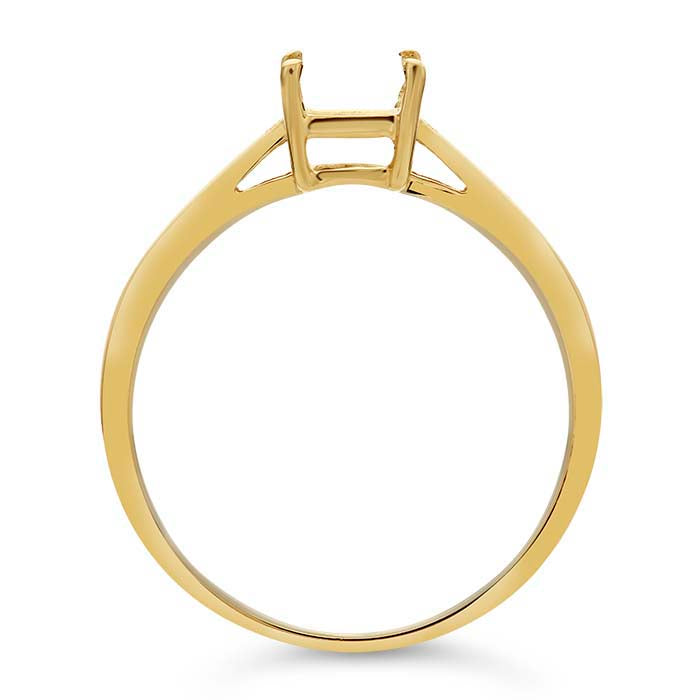 14 Karat Gelbgold, 7 x 5 mm, Smaragdschliff, Korbringfassung