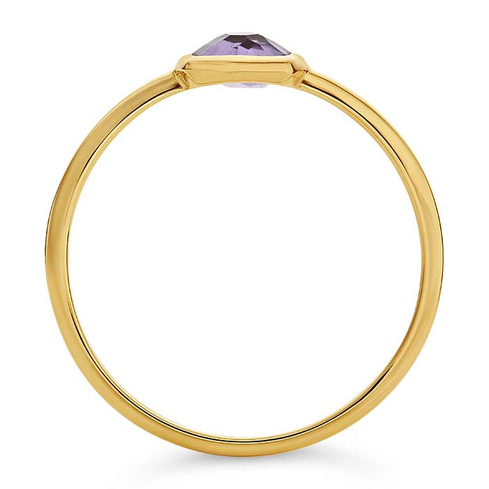 14K Yellow Gold 5mm Cushion Amethyst-Set Ring