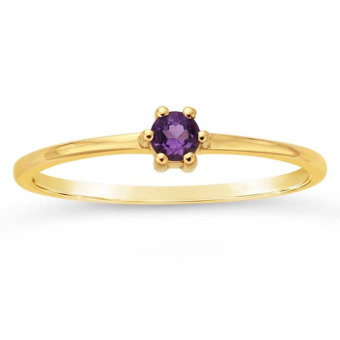 14K Yellow Gold Round Amethyst-Set Ring