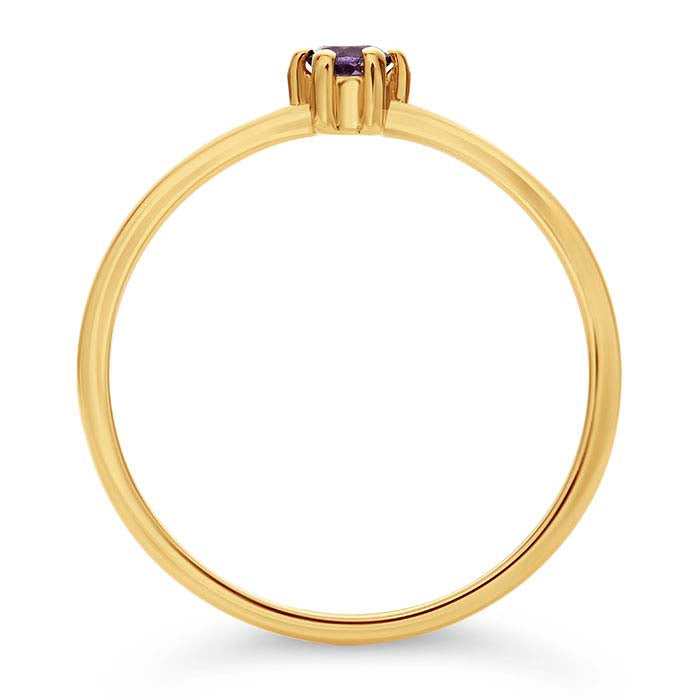 14K Yellow Gold Round Amethyst-Set Ring