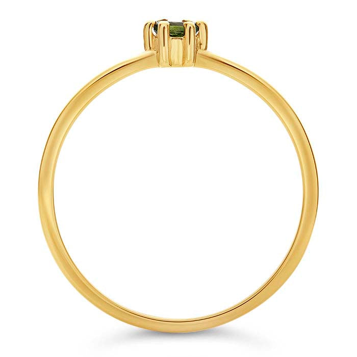 14K Yellow Gold Round Peridot-Set Ring