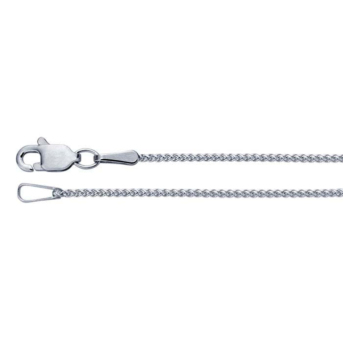 14K White Gold Round Wheat Chain
