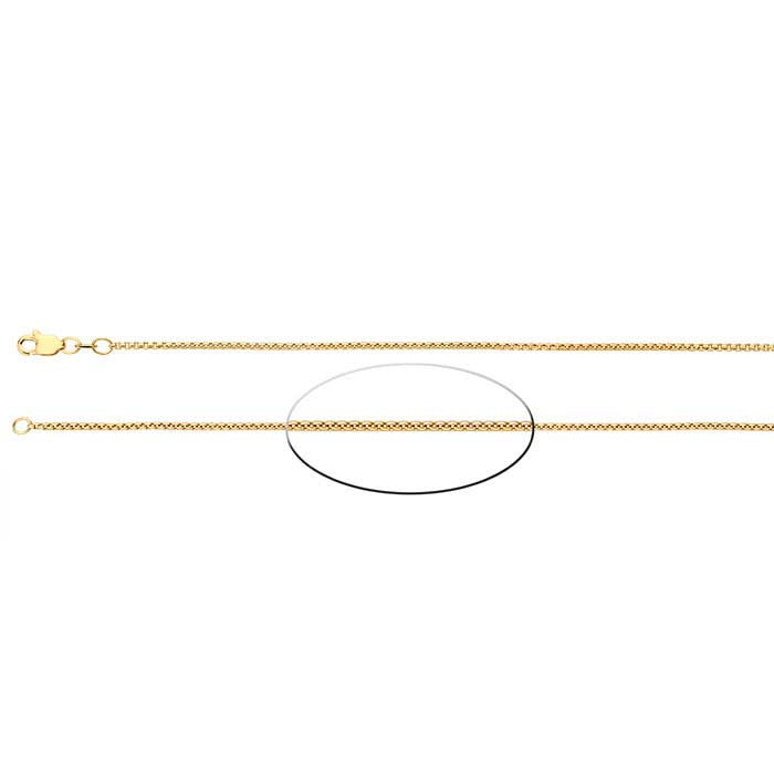 14K Yellow Gold Hollow Rounded Box Chain