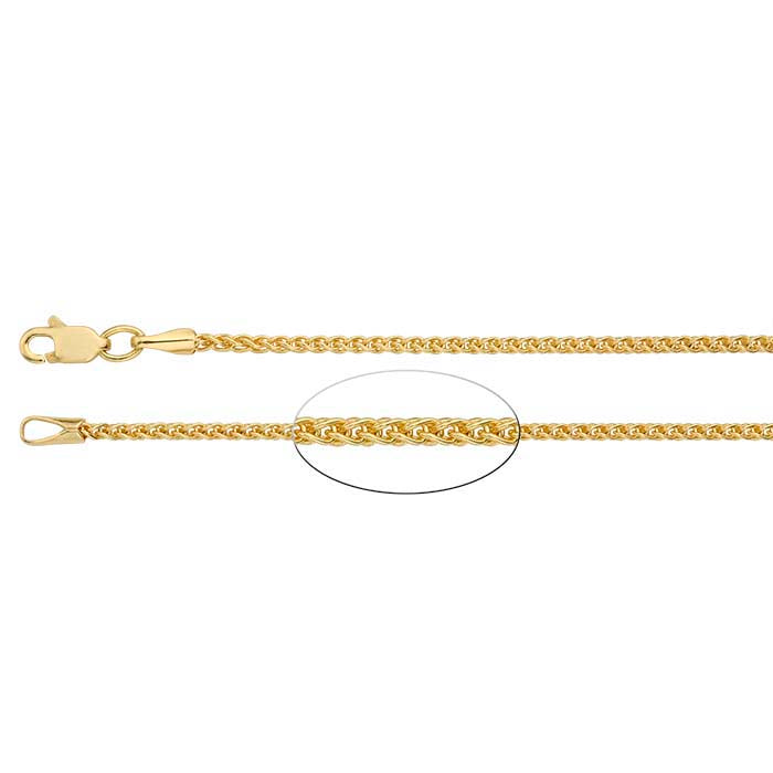 14K Yellow Gold Round Wheat Chain