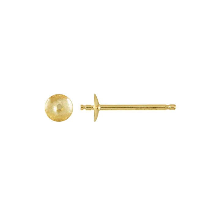 14K Yellow Gold Pearl Post Earring Mounting